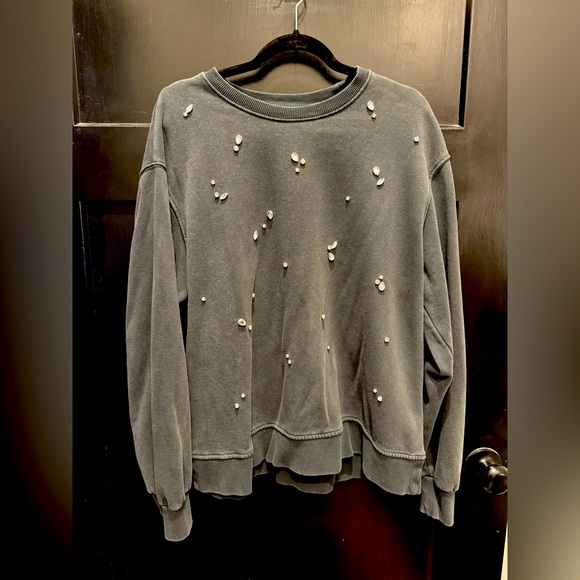 Zara Oversized Rhinestone Sweatshirt - Picture 1 of 4